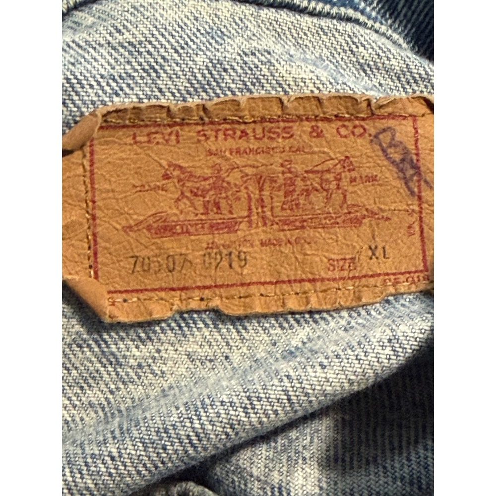 True VTG 80 Levis 70507 0219 Type 3 Acid Wash Marble Denim Trucker Jacket XL USA - Picture 4 of 8